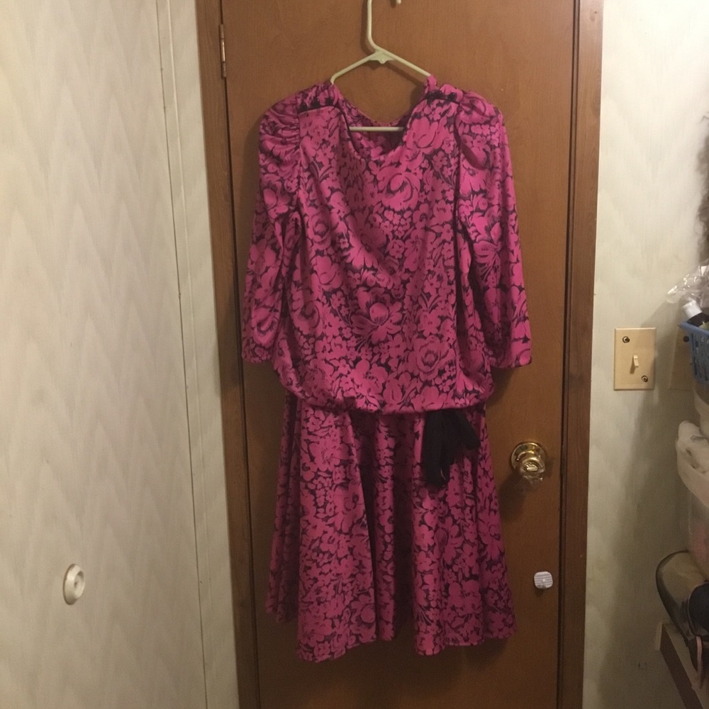 Pink Floral Blouson Midi Dress - Women's 15/16